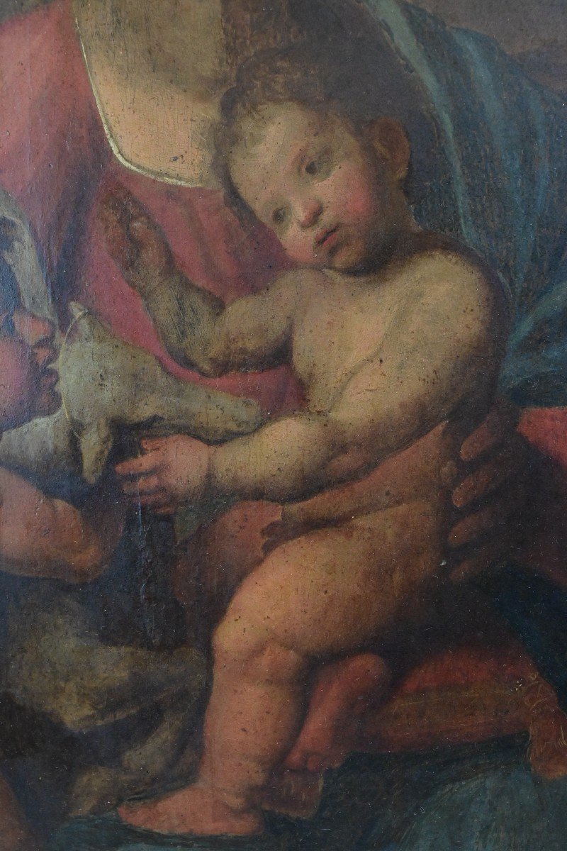 école Italienne - Vierge à l'Enfant Avec Saint Jean-baptiste - Italie 17e Siècle-photo-4